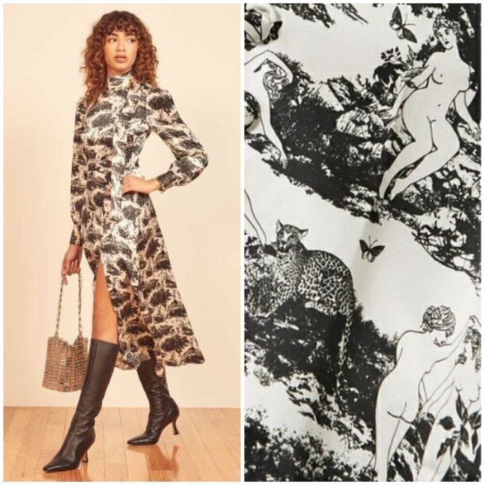 💕REFORMATION💕 Maple Dress ~ 100% Silk Elysian Print 0 NWOT